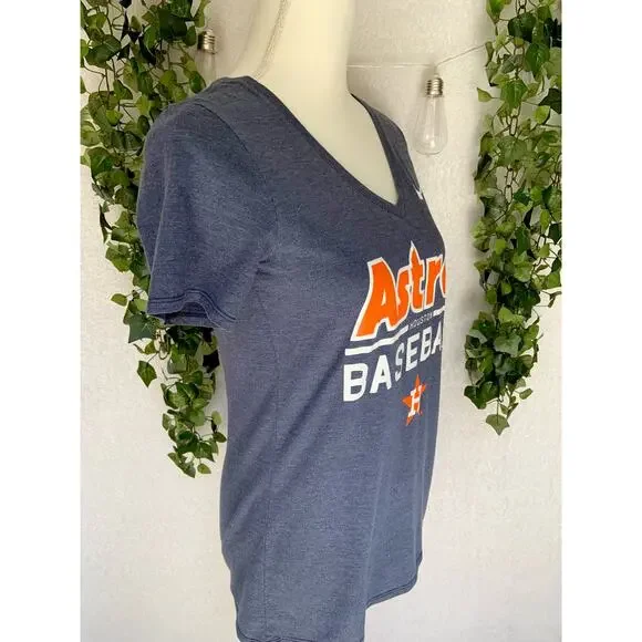 Nike Astros Houston Baseball Gray White & Orange V Neck T Shirt Women's SZ Small - Picture 6 of 10